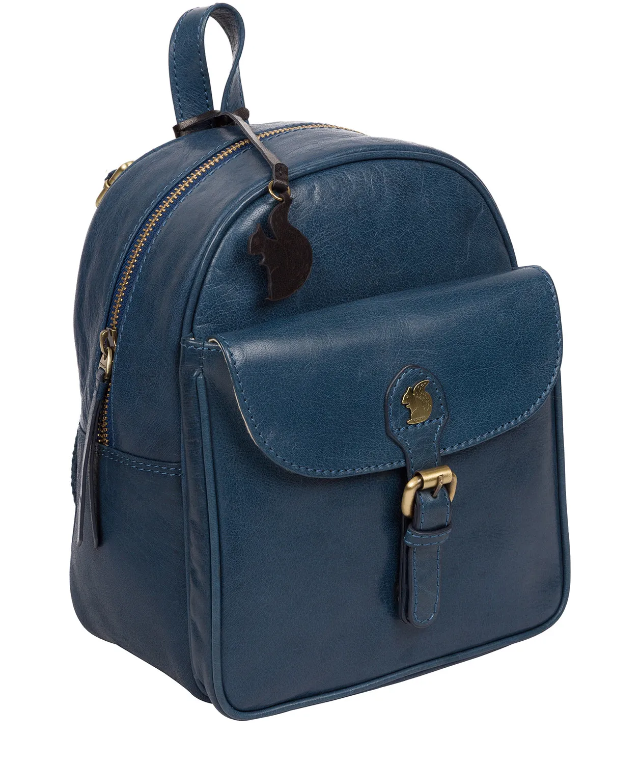 'Eloise' Snorkel Blue Leather Backpack