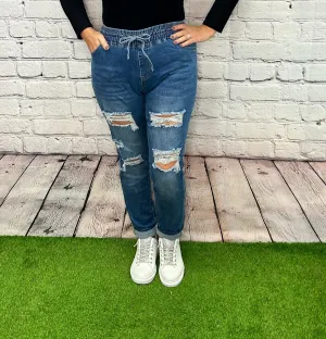 EMILY Elasticated Waist Distressed Magic Jean