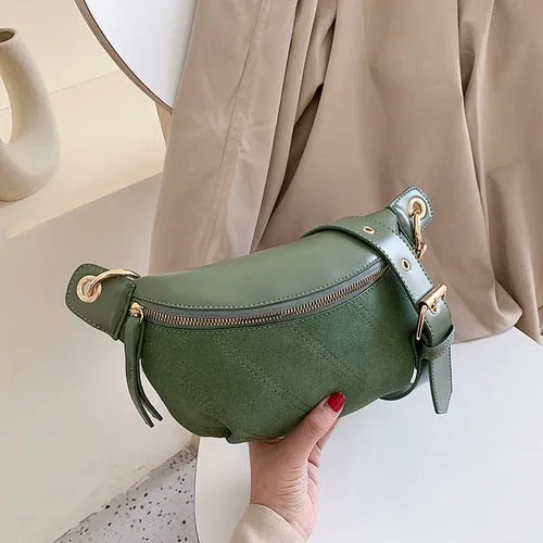 Fashion Chain Fanny Pack Banana Waist Bag New Brand Belt Bag Women Waist Pack PU Leather Chest bag Belly Bag