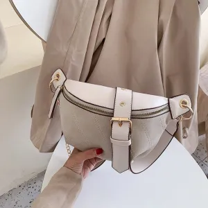 Fashion Chain Fanny Pack Banana Waist Bag New Brand Belt Bag Women Waist Pack PU Leather Chest bag Belly Bag