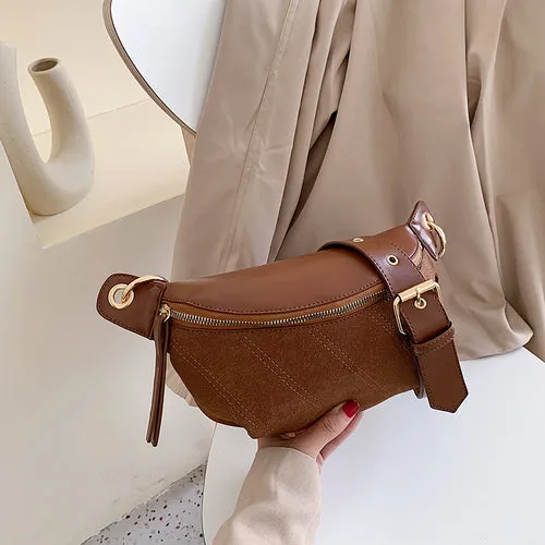 Fashion Chain Fanny Pack Banana Waist Bag New Brand Belt Bag Women Waist Pack PU Leather Chest bag Belly Bag
