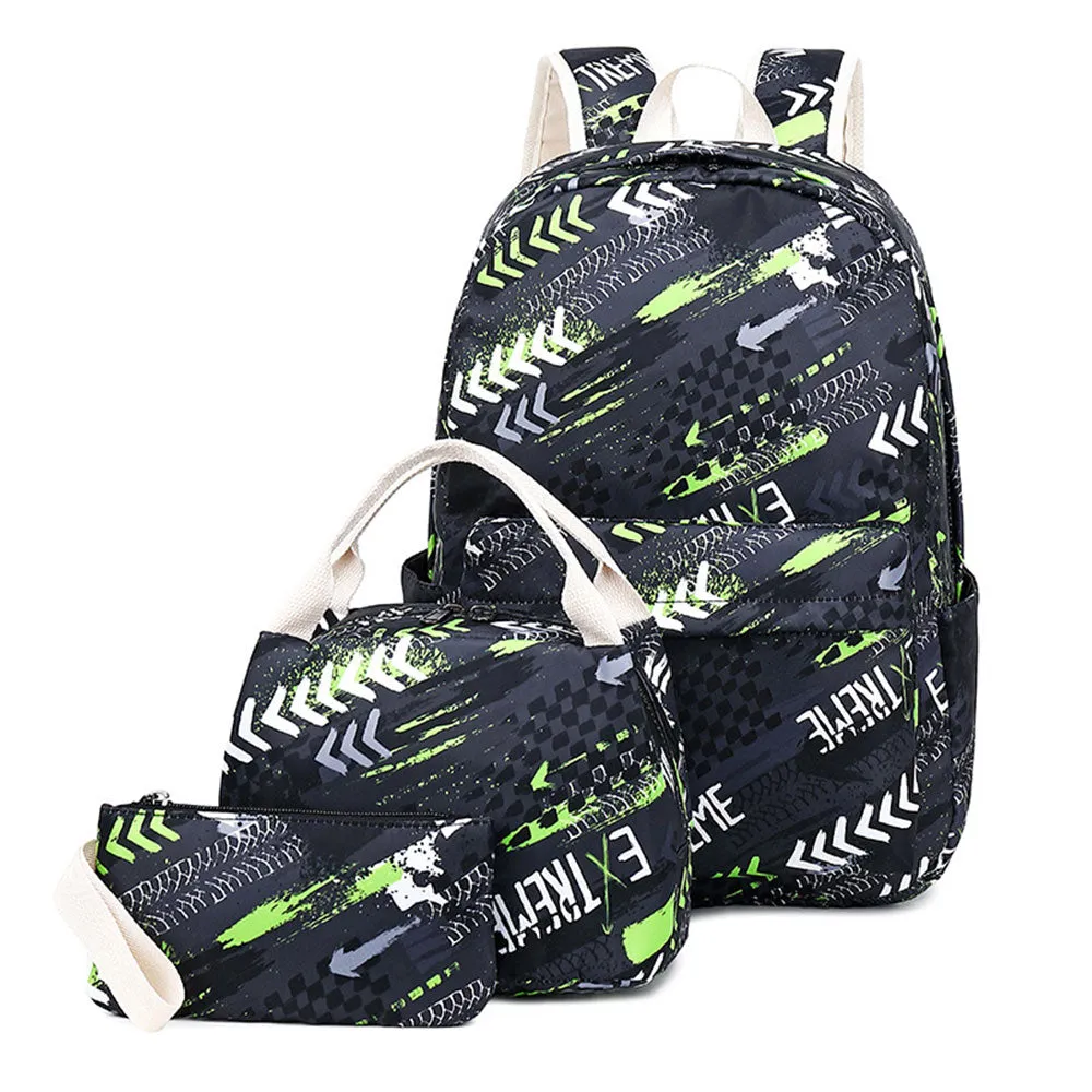 Flamingo School Backpack Set for Girls 3 in 1 Bookbag with Insulated Lunch Box Pencil Case Schoolbag Casual Daypack