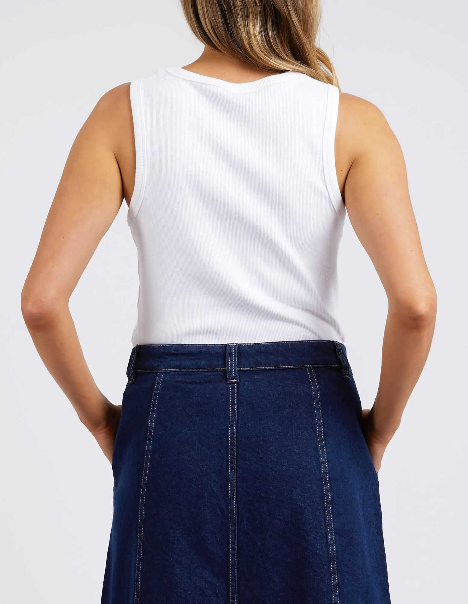 Florence Button Through Skirt Dark Blue Wash