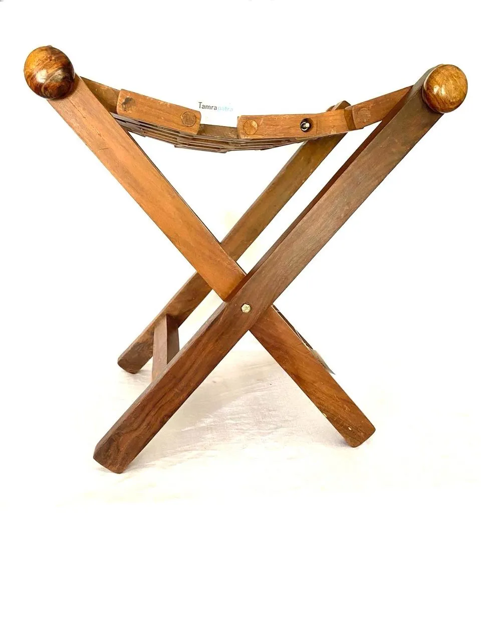 Foldable Stool For Sitting Furniture Handcrafted Wooden Craftsmanship By Tamrapatra
