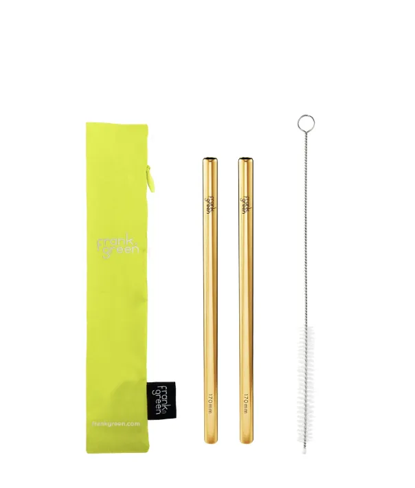 Frank Green - Reusable Straw Pack   Brush - Neon Yellow Bag