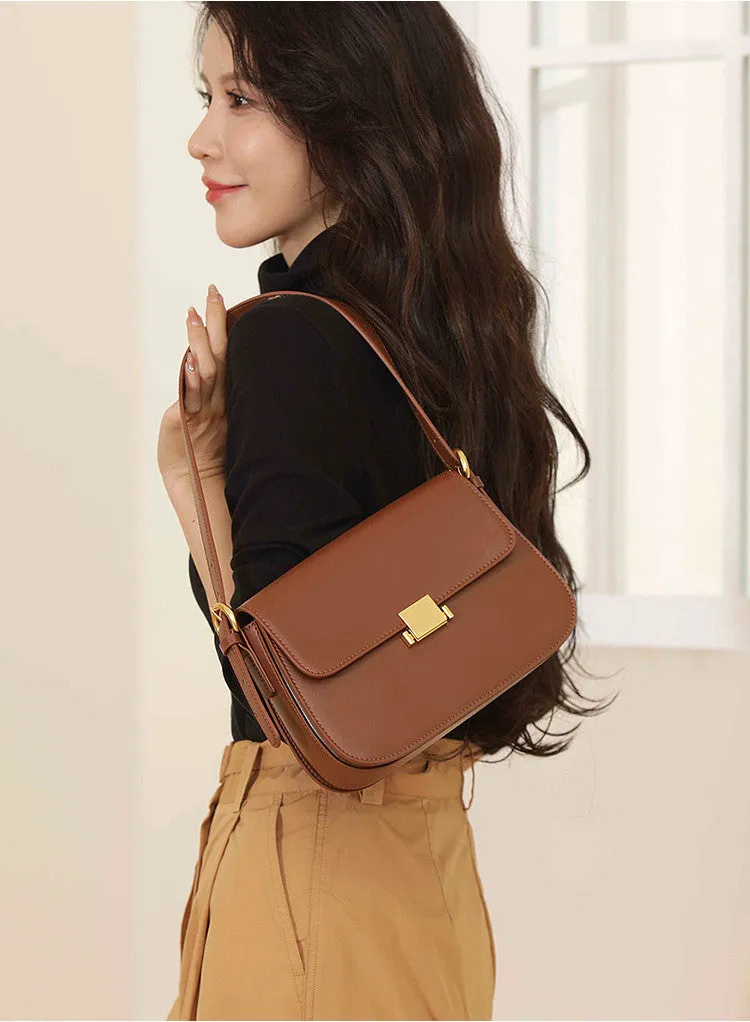 Full Grain Leather Flap Shoulder & Crossbody Bag