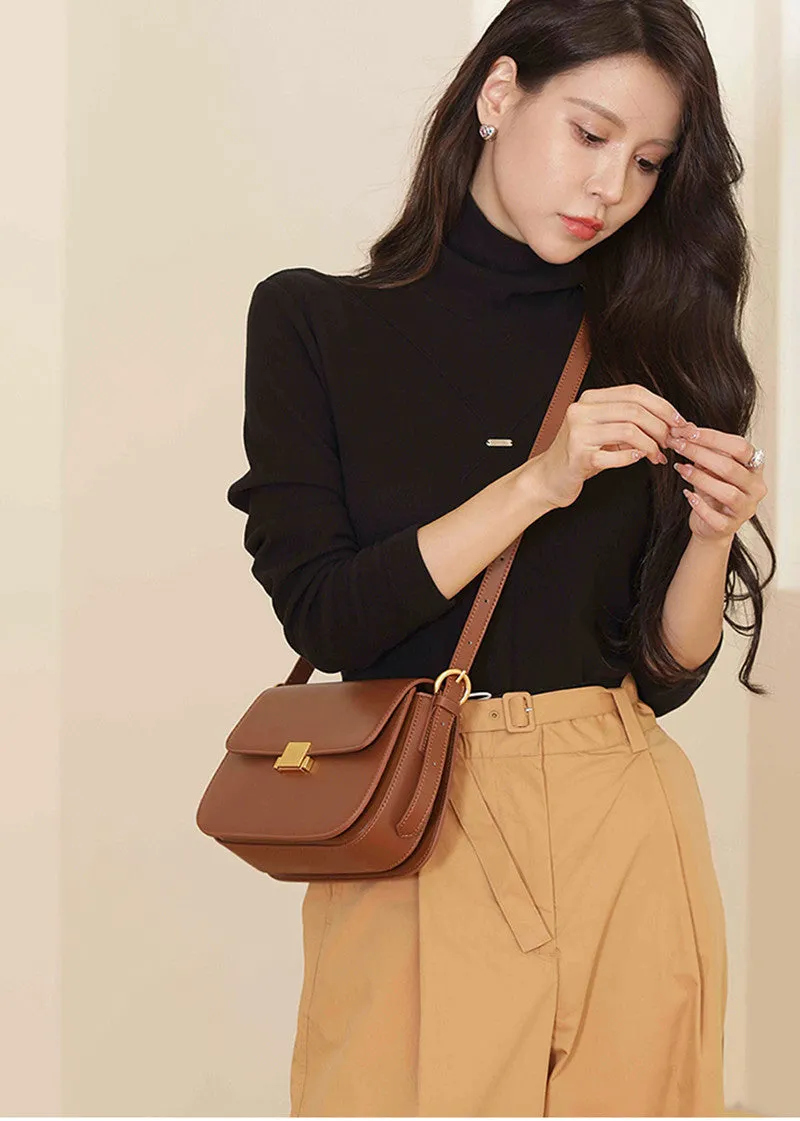 Full Grain Leather Flap Shoulder & Crossbody Bag