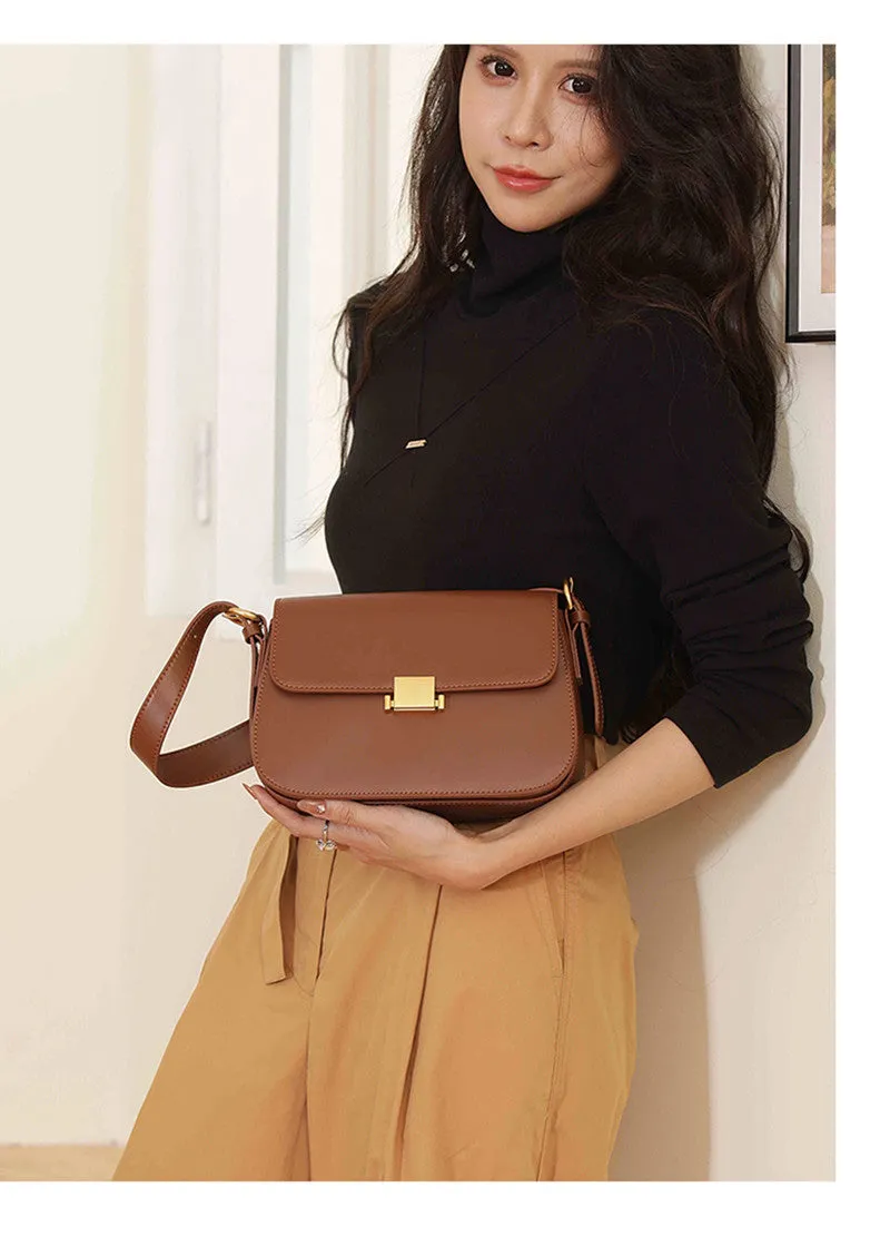 Full Grain Leather Flap Shoulder & Crossbody Bag