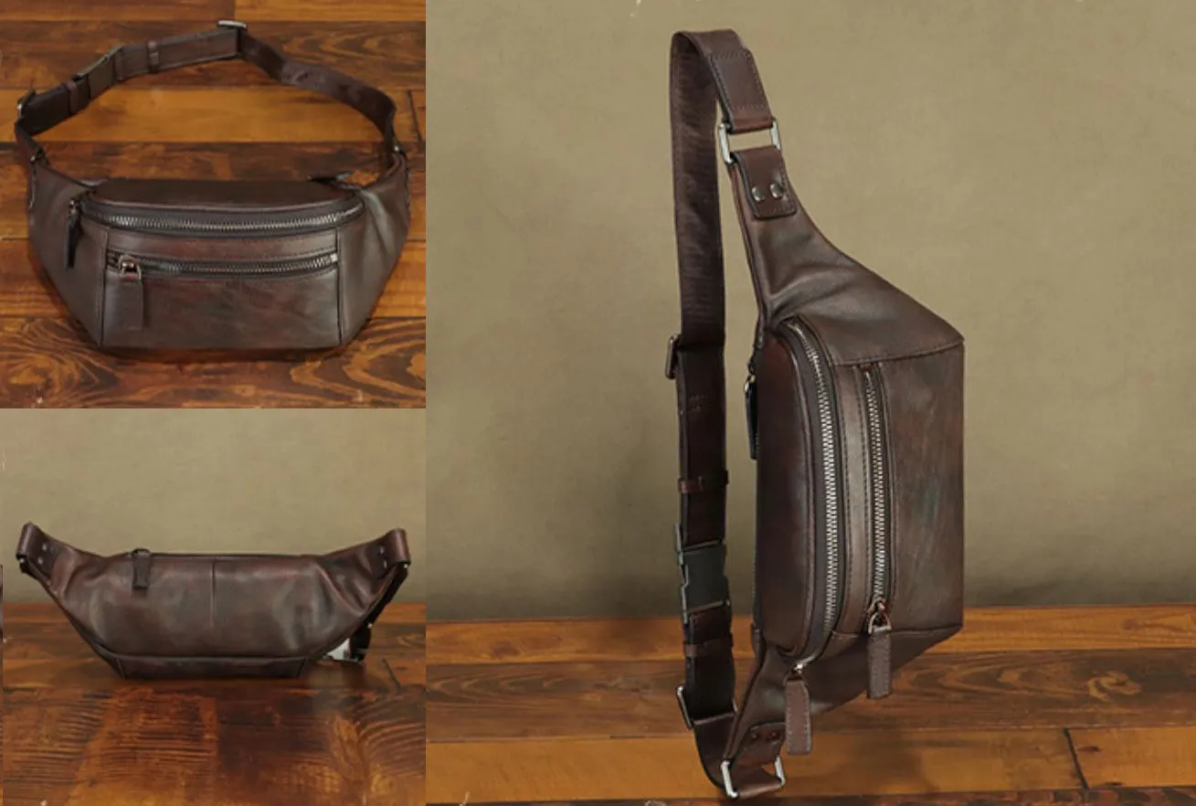 Genuine Leather Women's Crossbody Chest Bag Waist Bag For Ladies