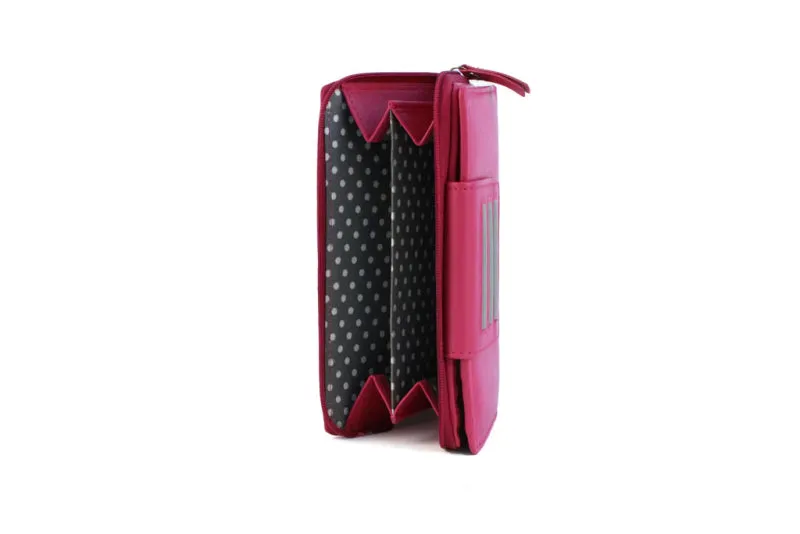 Genuine Soft Leather Purse RFID protection Tab Detail Pink & Purple