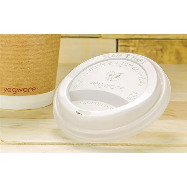 GH023 Compostable Coffee Cup Lids 340ml / 12oz and 455ml / 16oz (Pack of 1000)