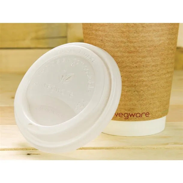 GH023 Compostable Coffee Cup Lids 340ml / 12oz and 455ml / 16oz (Pack of 1000)