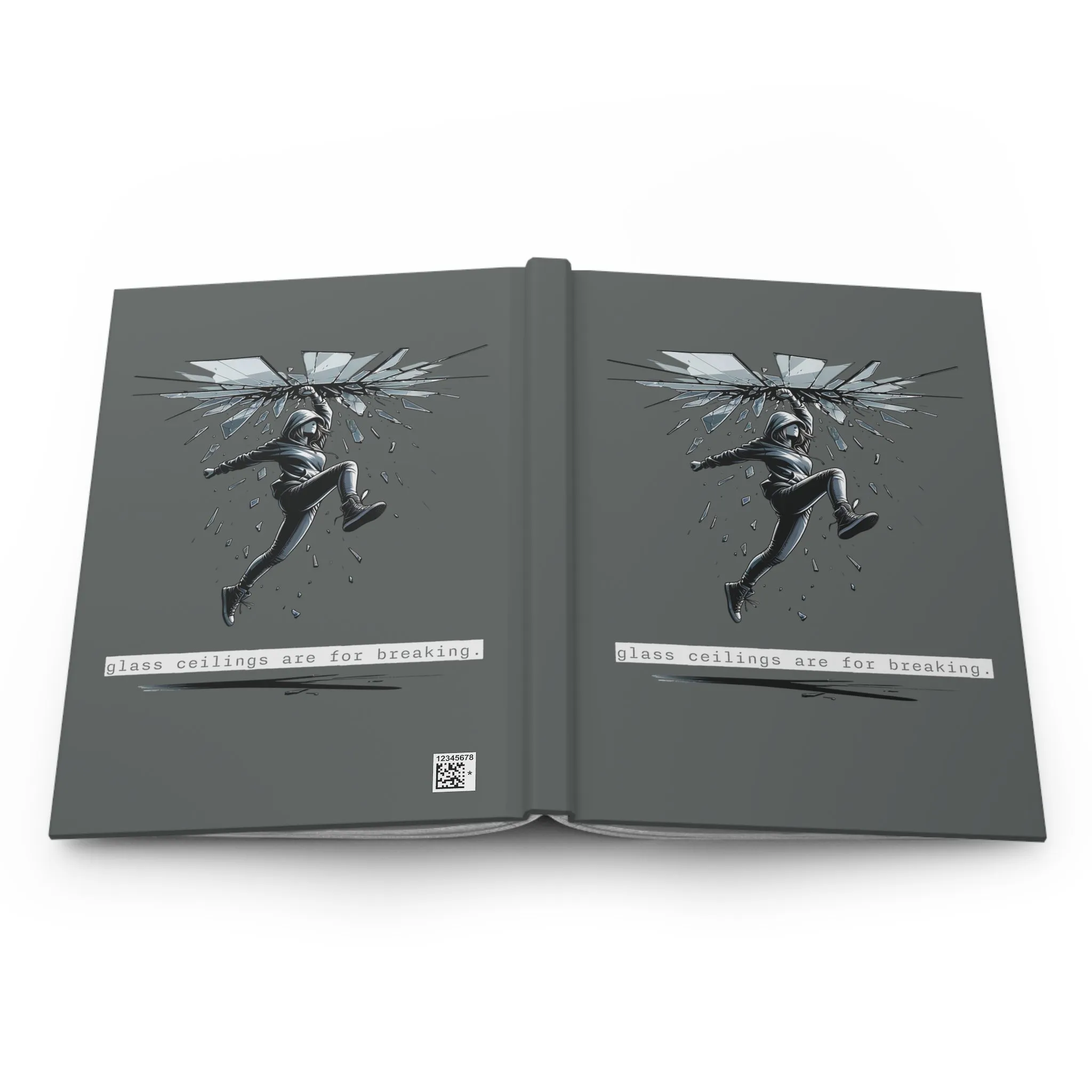 Glass Ceilings are for Breaking Grey Matte Hardcover Journal | Feminist Equality Blank Book | Lined Notebook Diary Dream Log