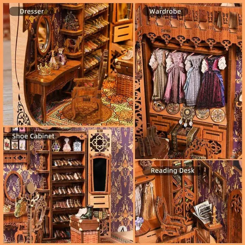 Gorgeous Wardrobe of Duchess: Vintage Diorama Wooden LED DIY Book Nook