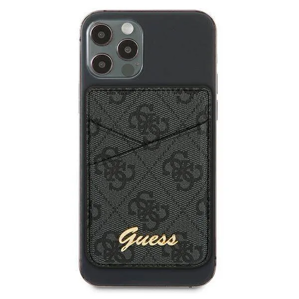Guess - Triangles Magnetic MagSafe Leather Wallet Credit Card Holder (GUWMS4GTLBK) - Gray