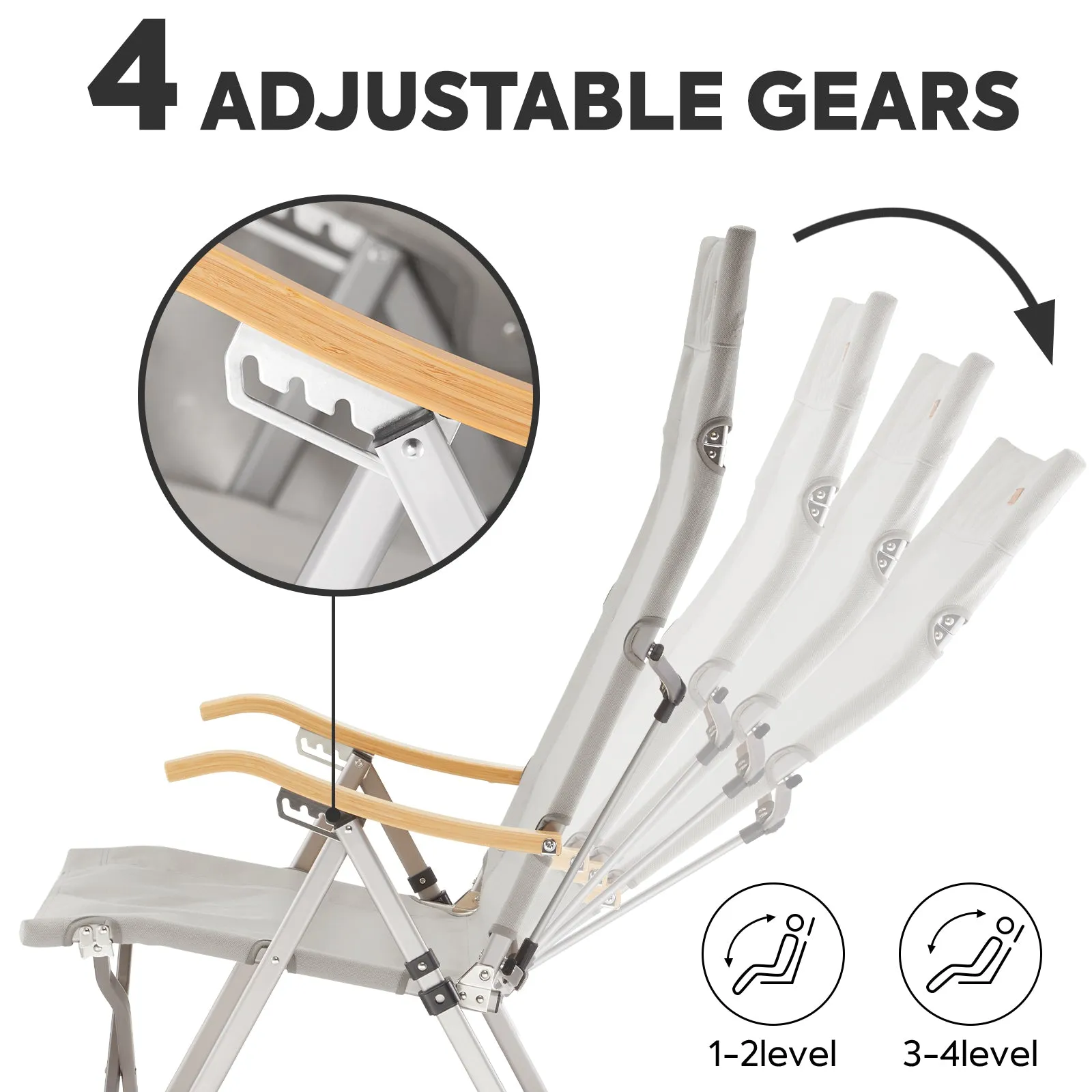 Ha1600 Adjustable Camping Chairs, High-Back Heavy Duty Folding Chair for Outside | ICECO
