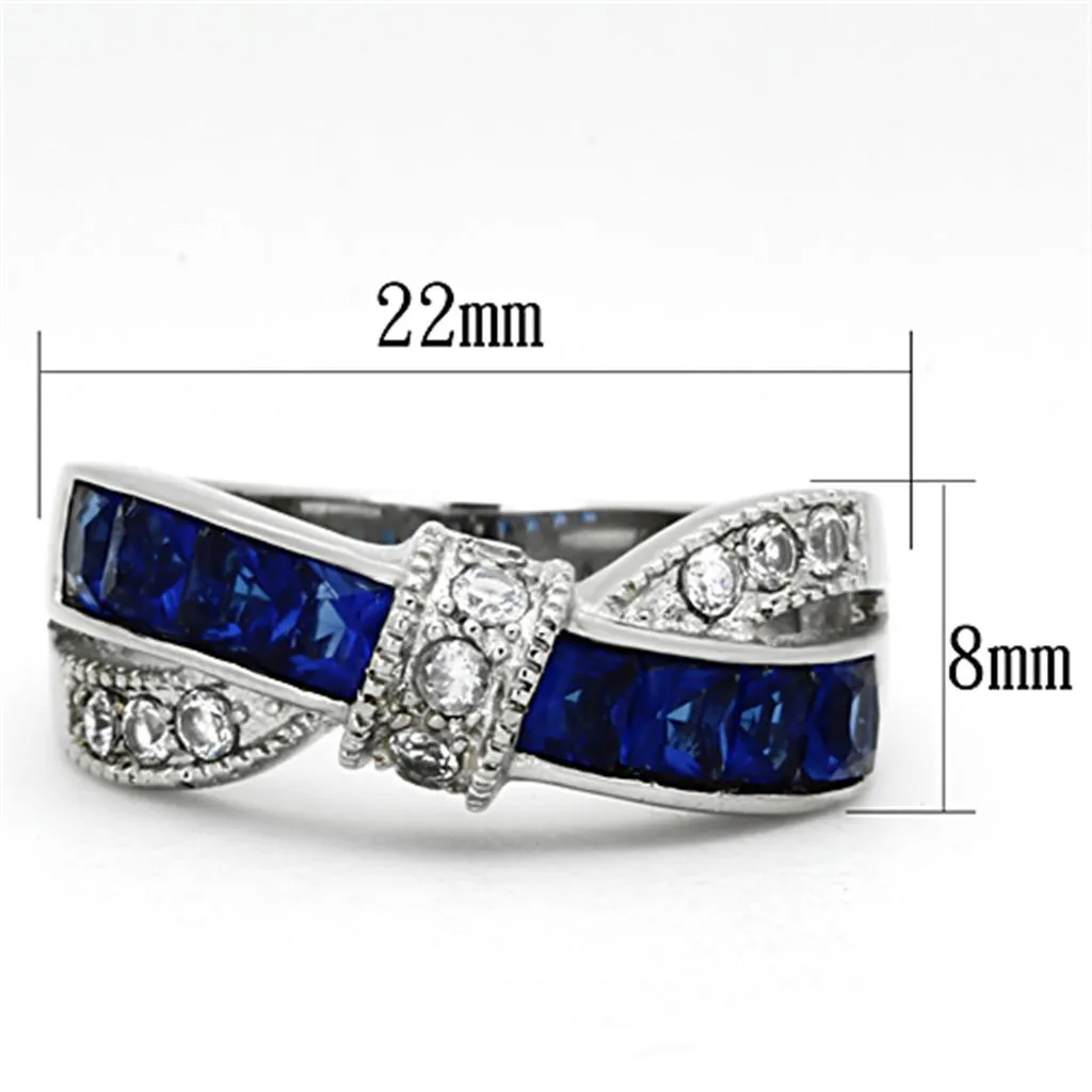High polished (no plating) Stainless Steel Ring with Synthetic Synthetic Glass in Montana for Women Style TK1222