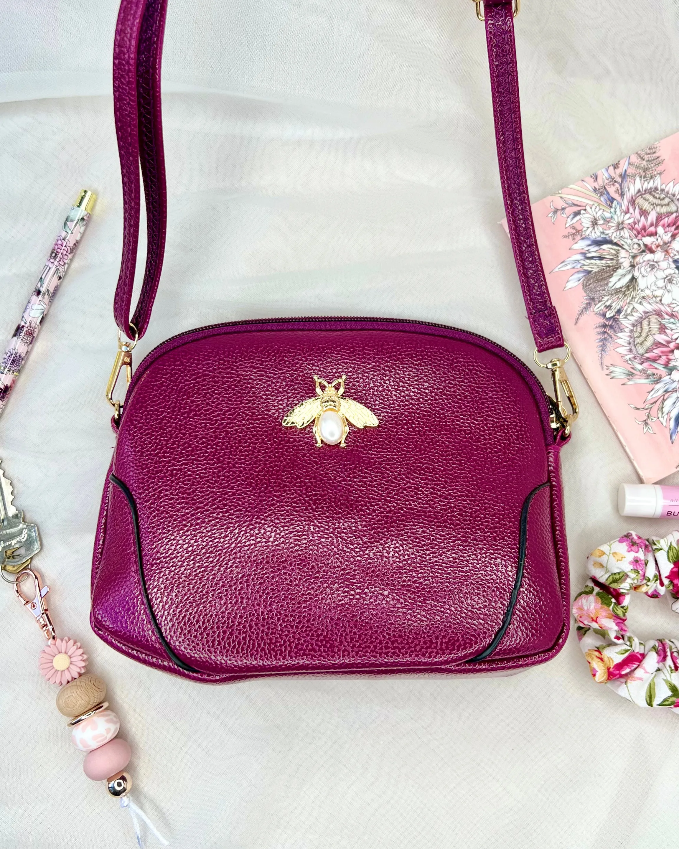 Honeybee Crossbody Bag - Plum