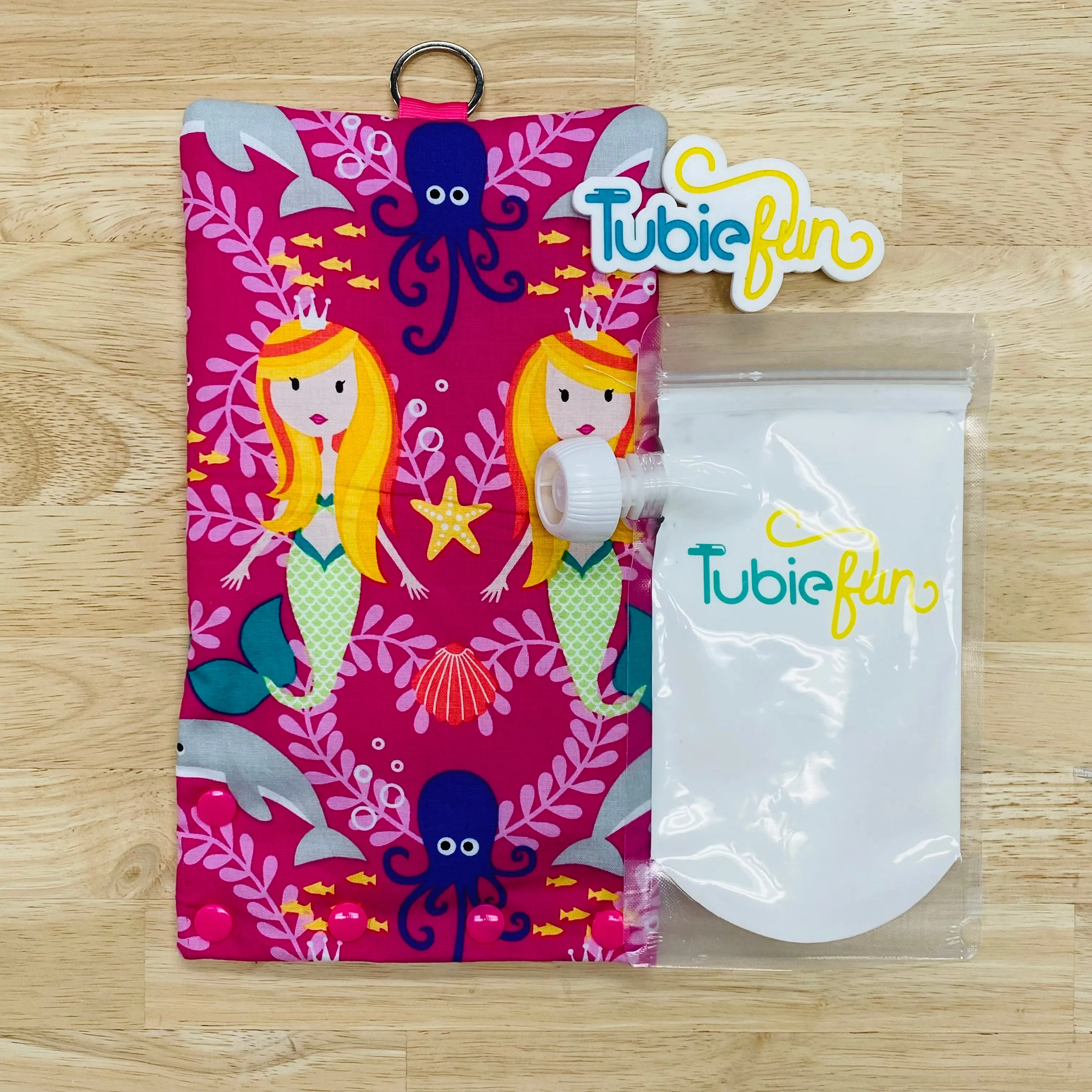 Insulated Milk Bag Suitable for Reusable Pouches - Mermaids on Pink