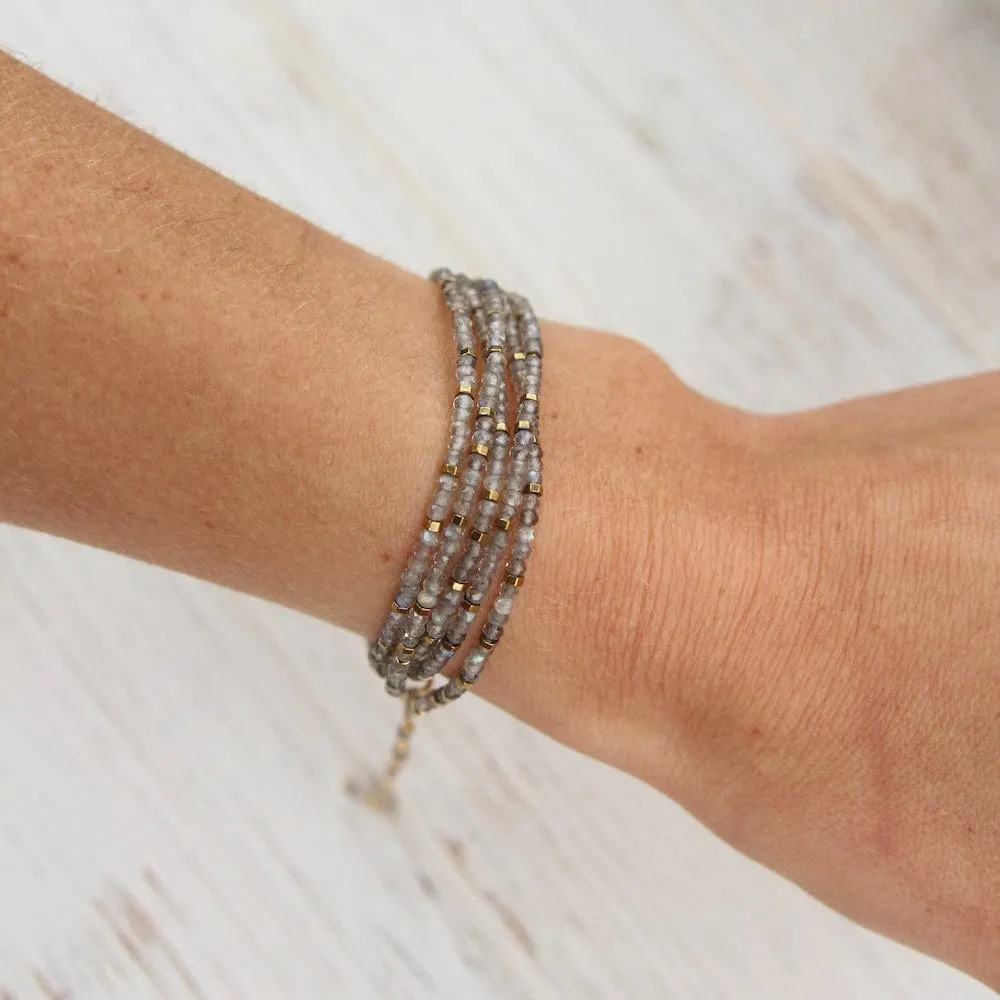 Labradorite Confetti Wrap Bracelet & Necklace