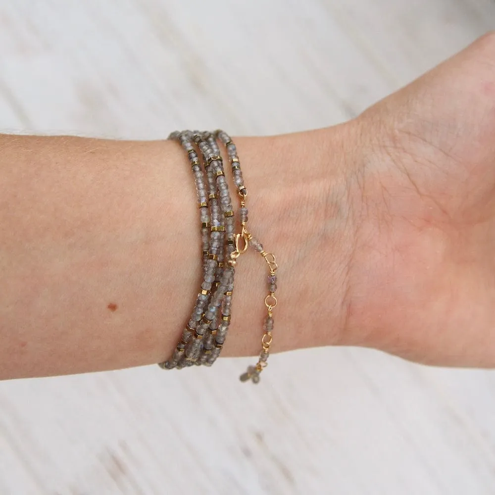 Labradorite Confetti Wrap Bracelet & Necklace