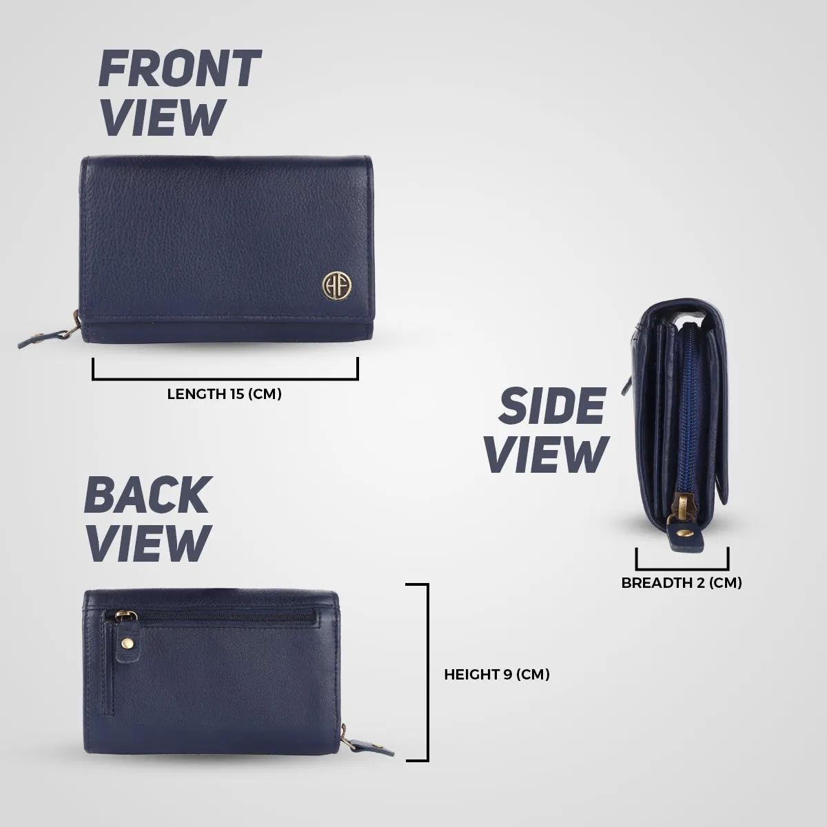 Ladies Leather Purse - RFID Protected, 8 Card Slots, 5 Compartments, Button Closure - For Daily Use
