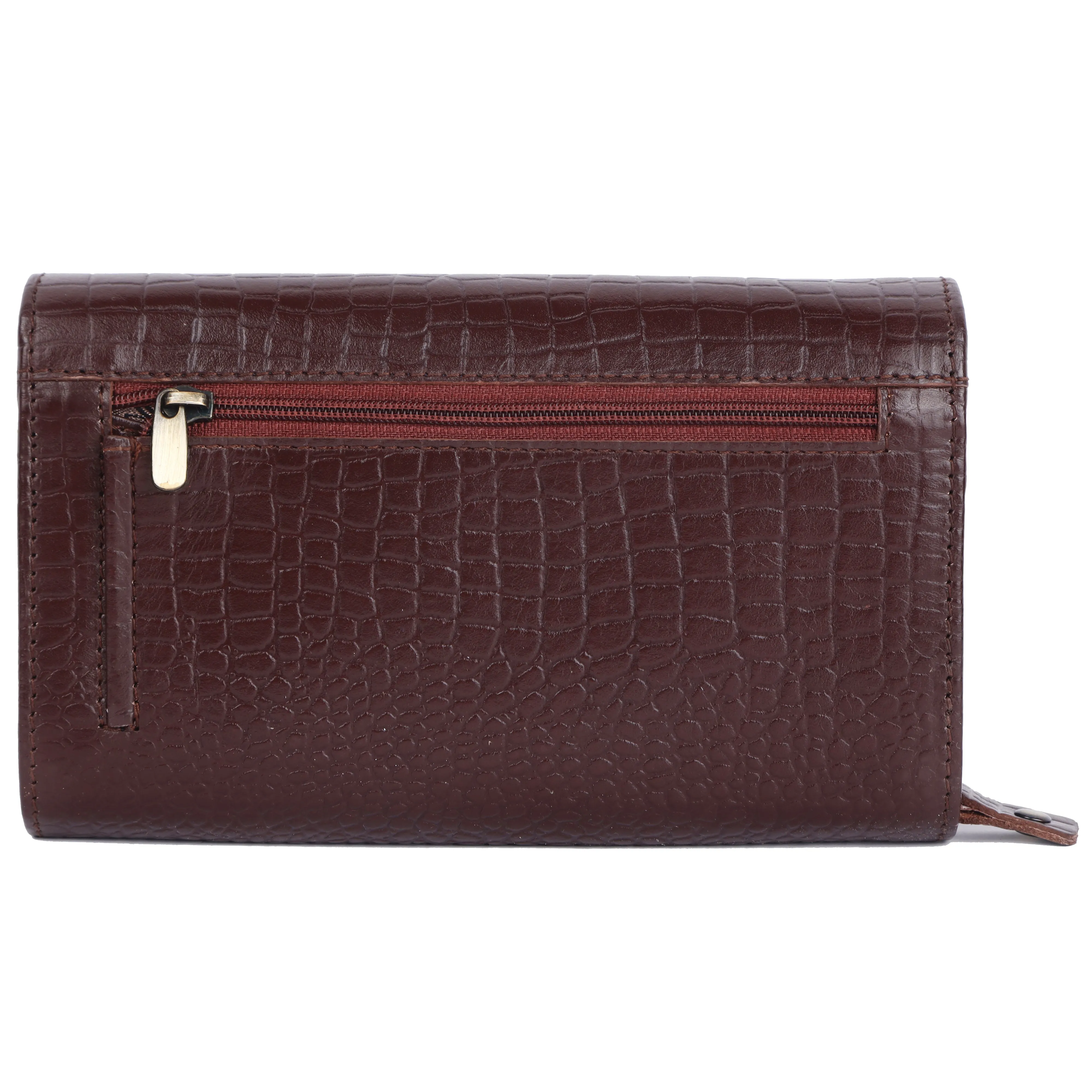 Ladies Leather Purse - RFID Protected, 8 Card Slots, 5 Compartments, Button Closure - For Daily Use