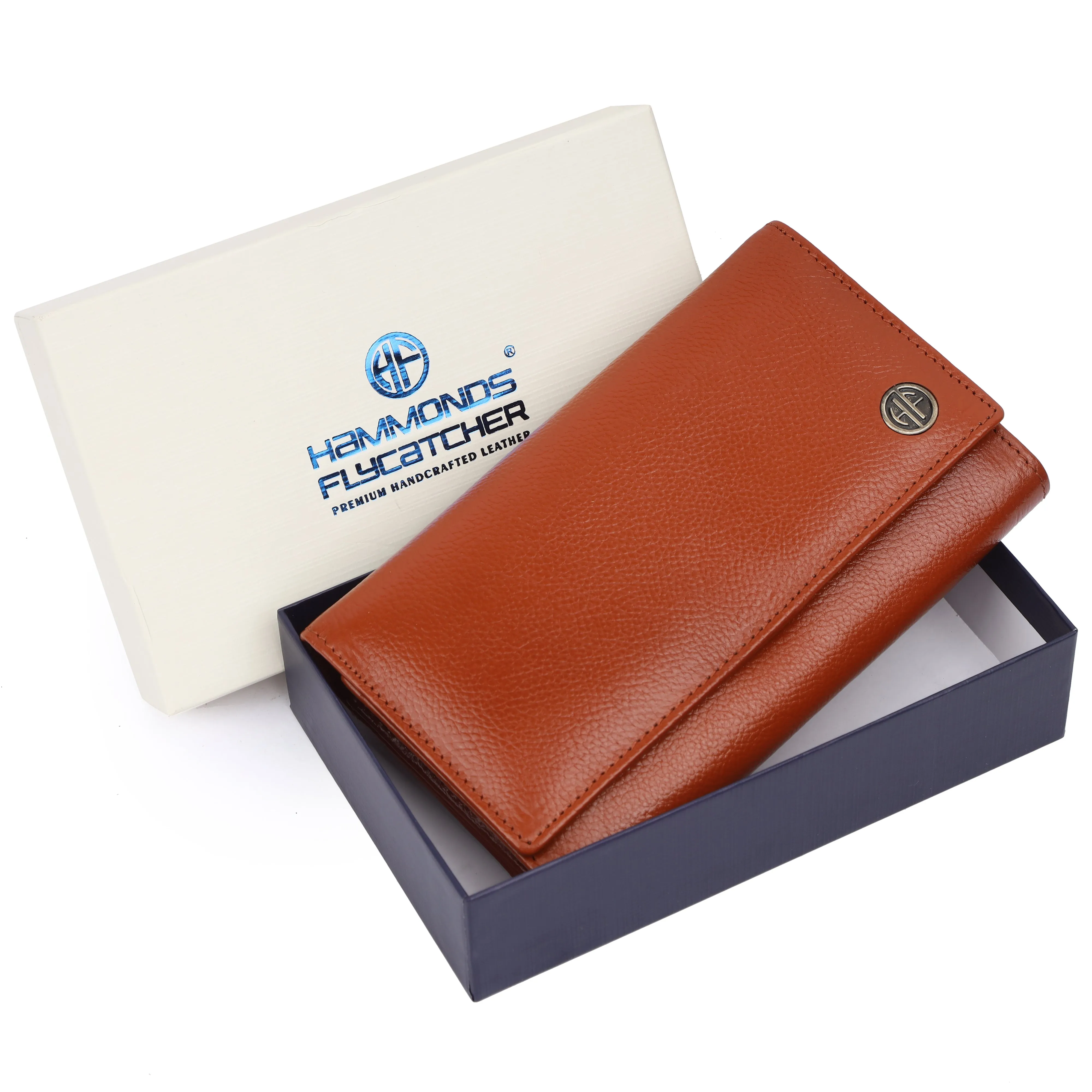 Ladies Leather Purse - RFID Protected, 8 Card Slots, 5 Compartments, Button Closure - For Daily Use