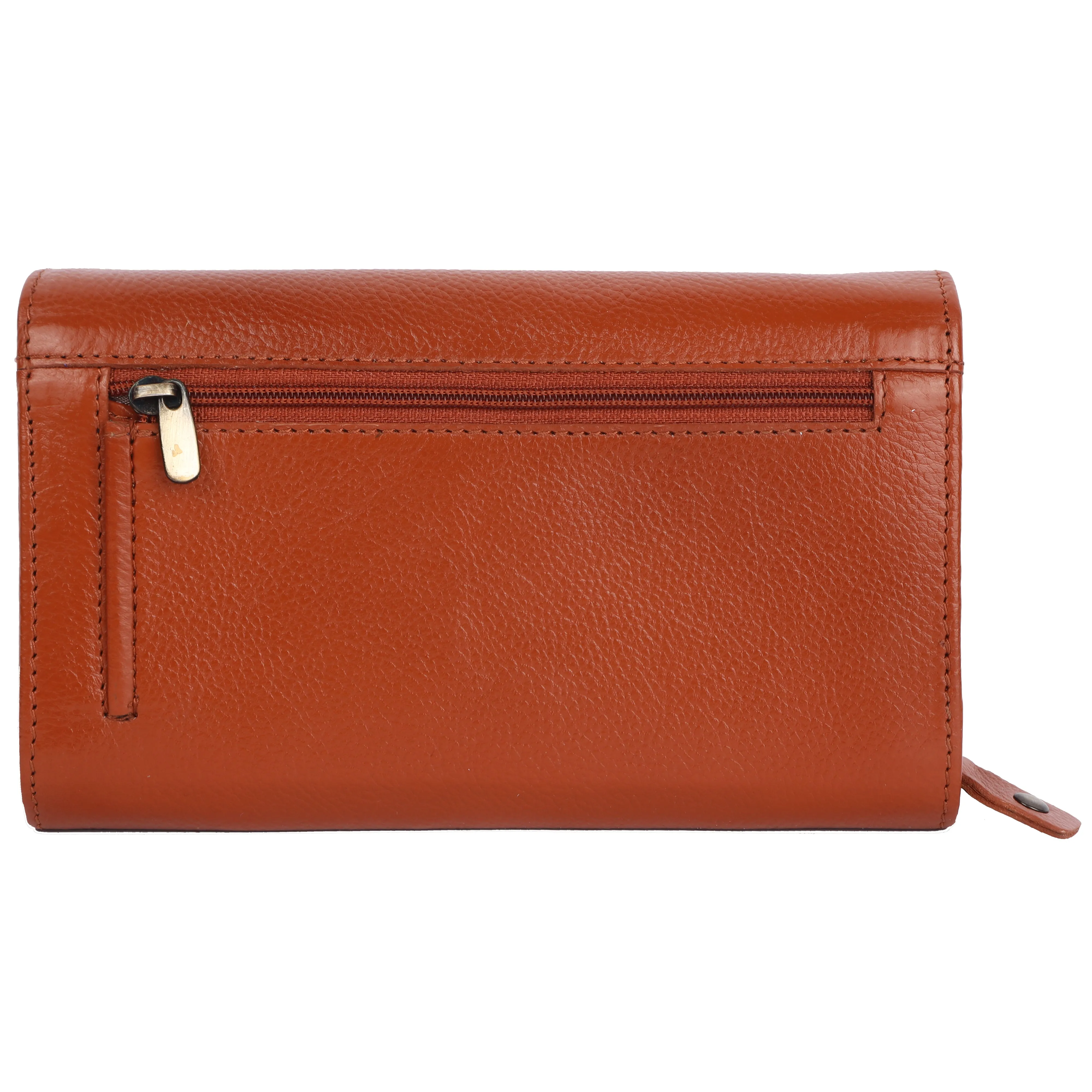 Ladies Leather Purse - RFID Protected, 8 Card Slots, 5 Compartments, Button Closure - For Daily Use