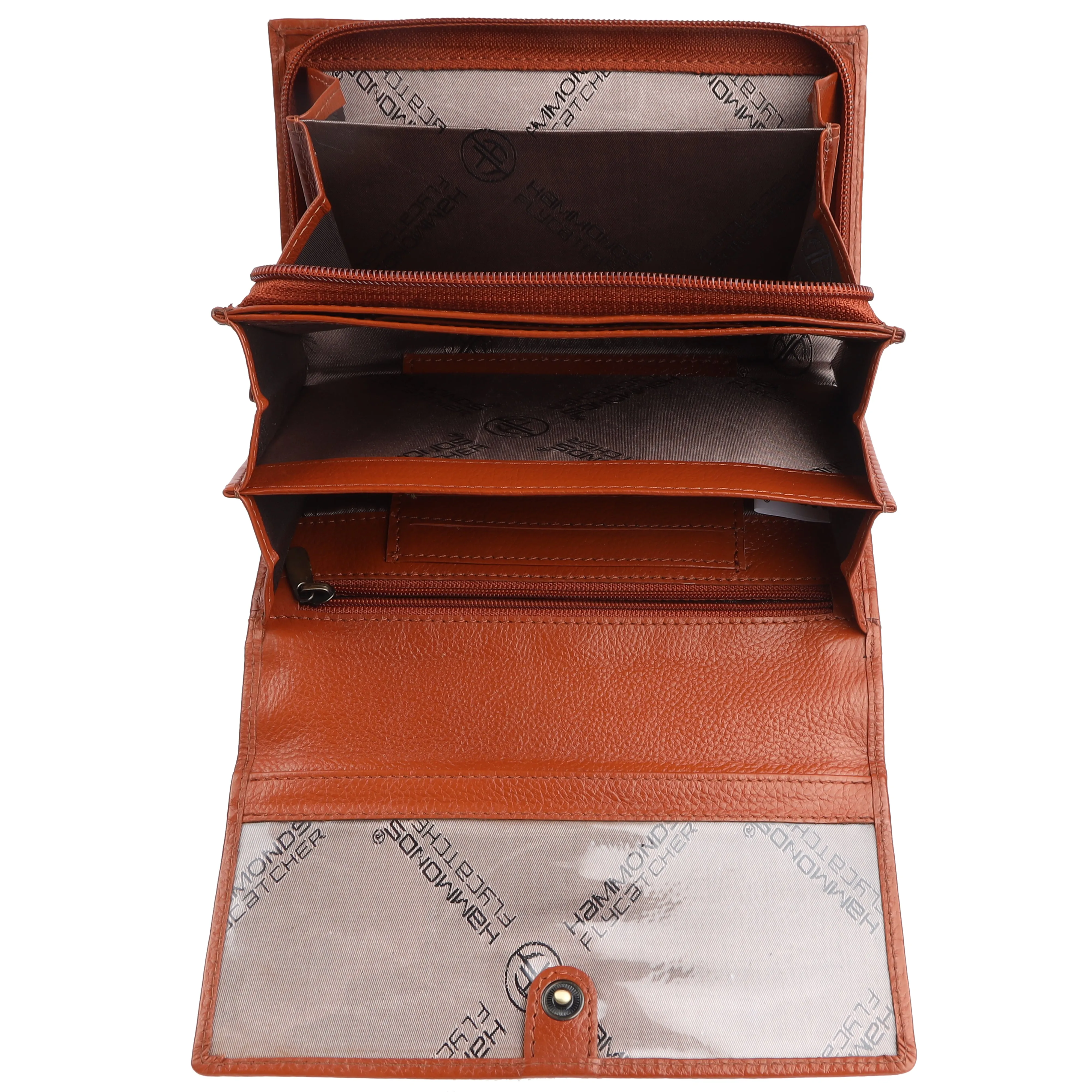 Ladies Leather Purse - RFID Protected, 8 Card Slots, 5 Compartments, Button Closure - For Daily Use