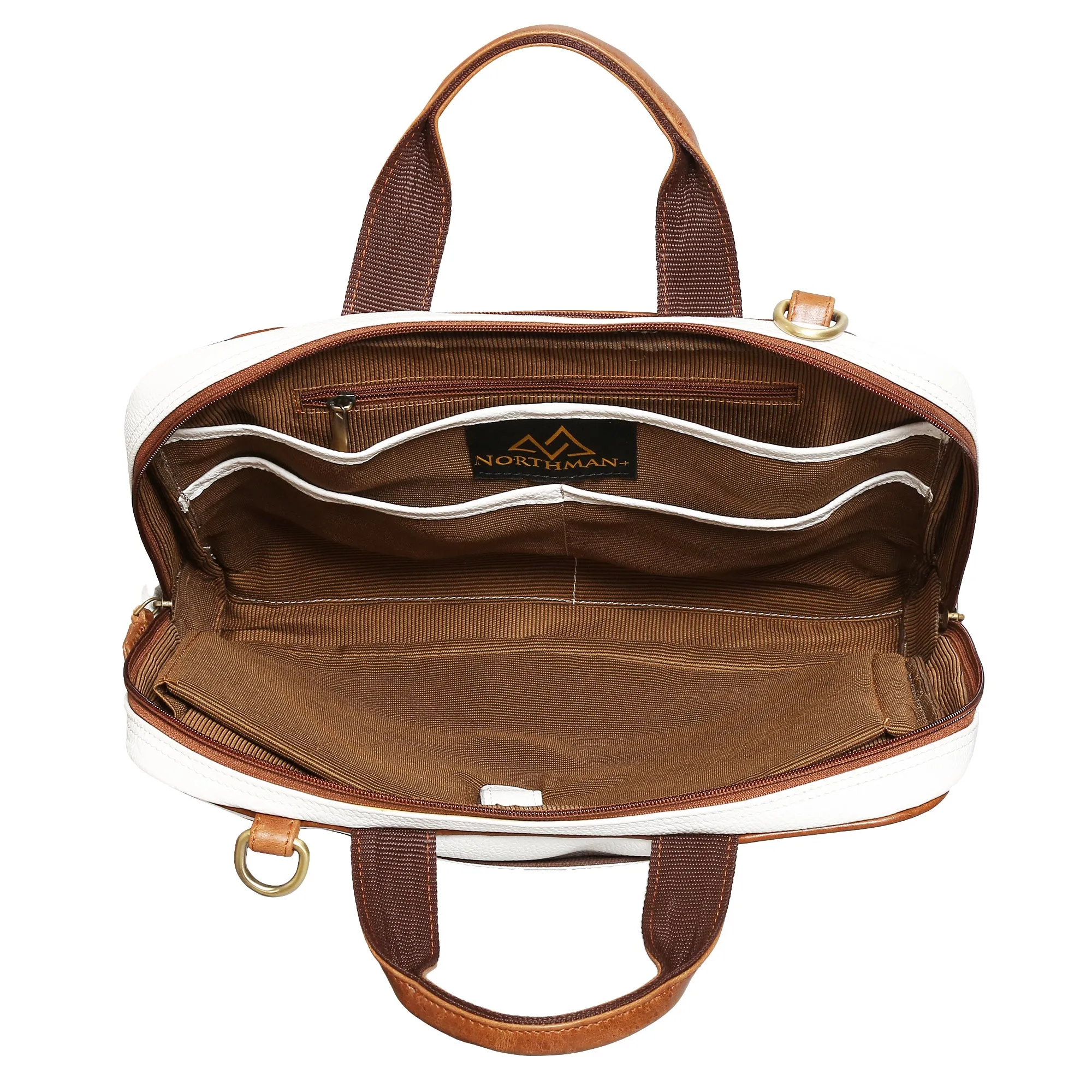 Leather Laptop Messenger Bag  : The CEO Bag in White