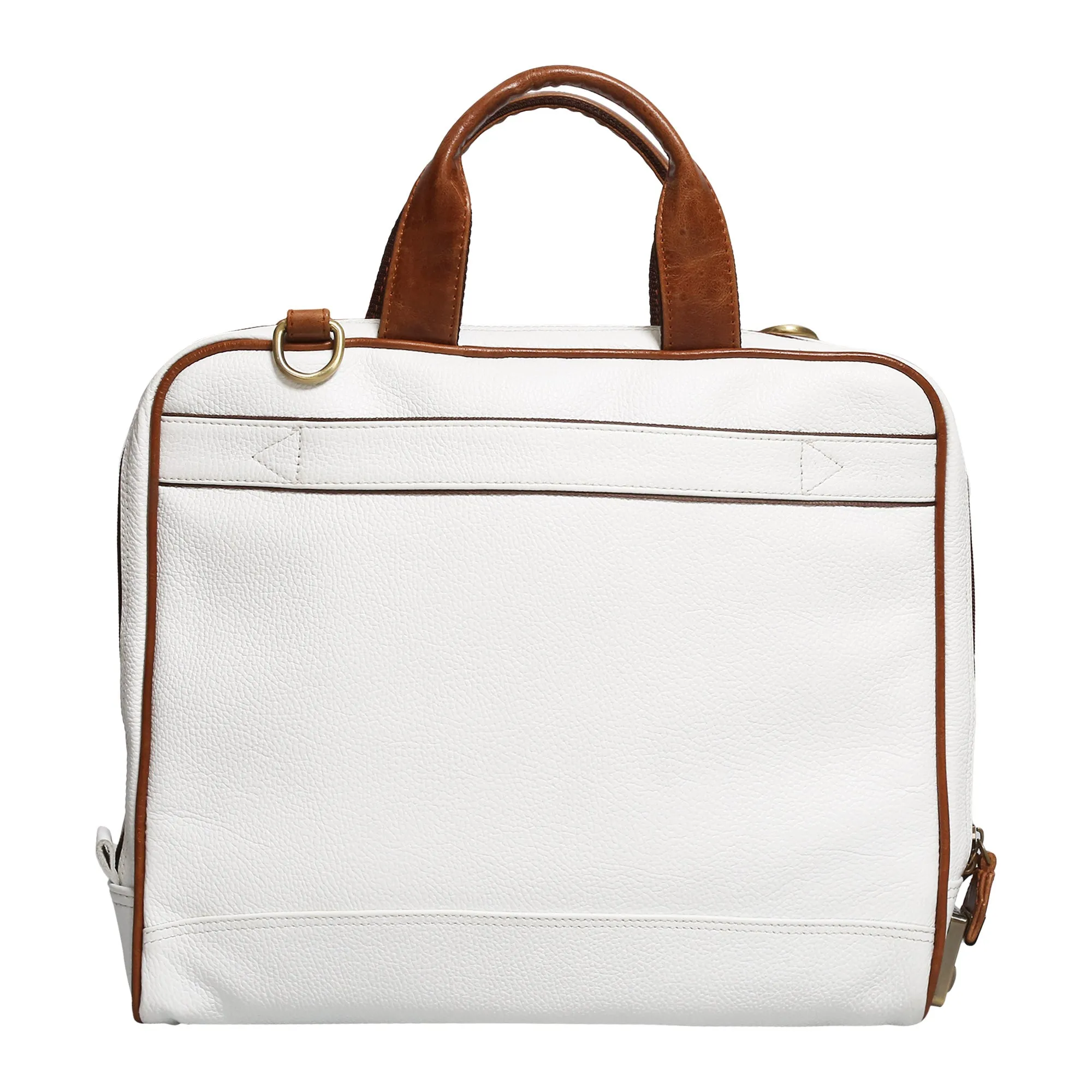 Leather Laptop Messenger Bag  : The CEO Bag in White