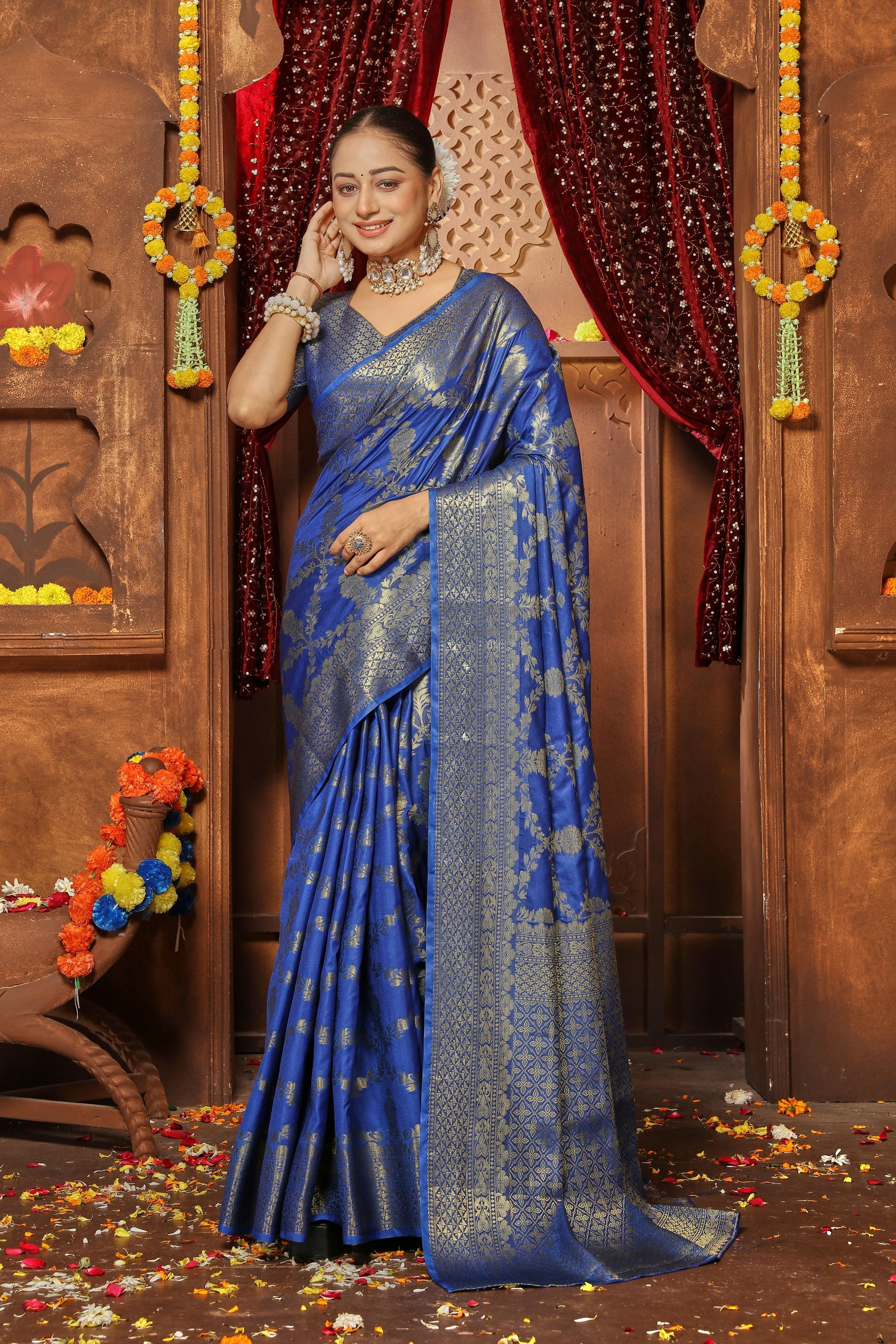 Luxurious Silk Draperies with Full Zari Craftsmanship