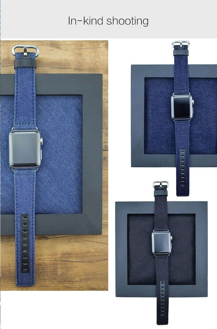 Luxury Denim/Leather Apple Watch Band
