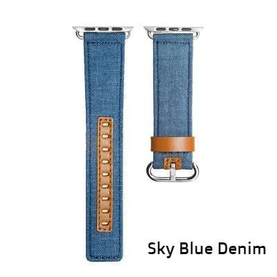 Luxury Denim/Leather Apple Watch Band