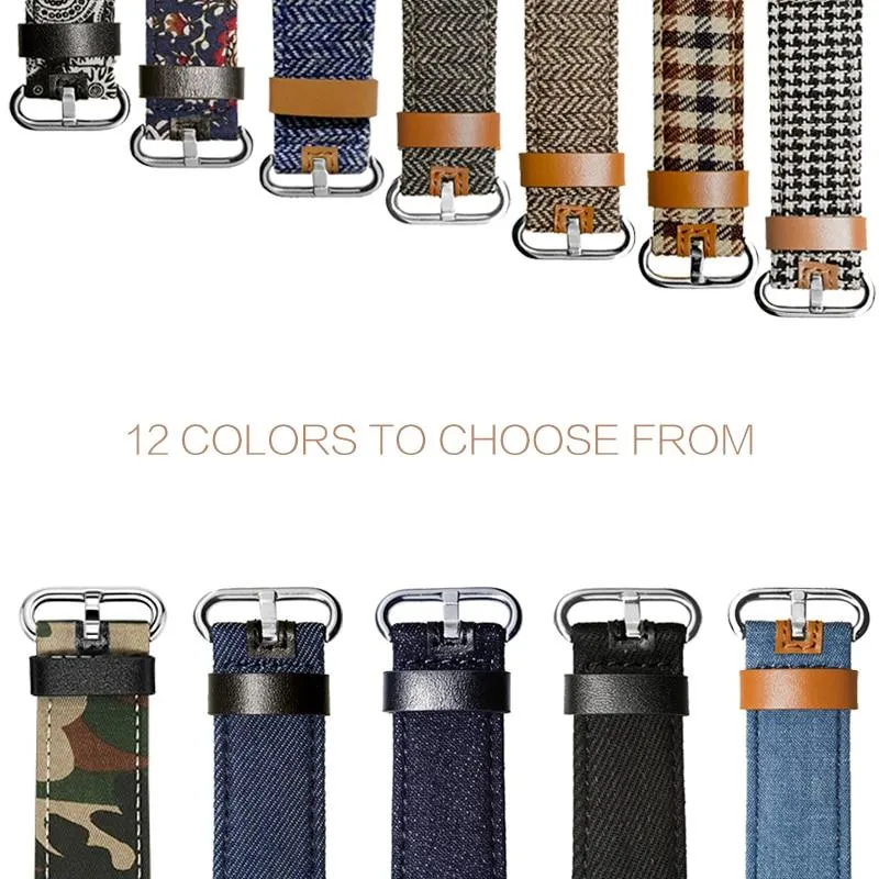 Luxury Denim/Leather Apple Watch Band
