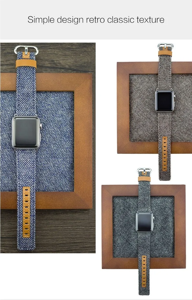 Luxury Denim/Leather Apple Watch Band