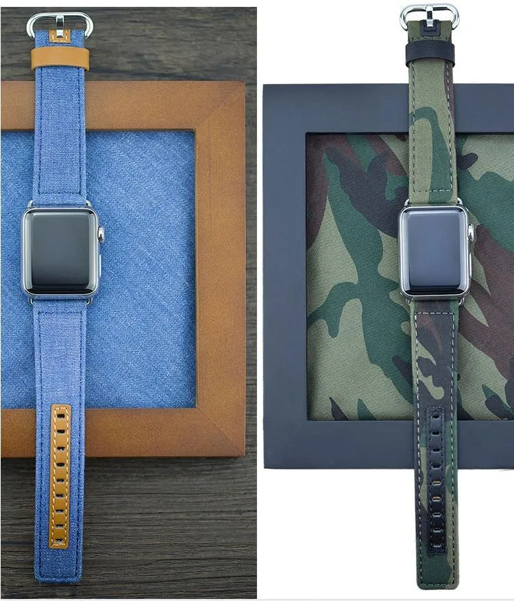 Luxury Denim/Leather Apple Watch Band