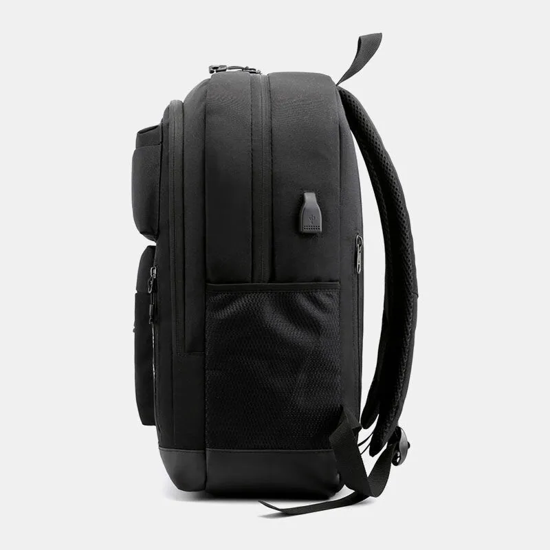 Men Oxford Multi-pocket Large Capacity USB Charging Backpack Casual Wild Waterproof School Bag