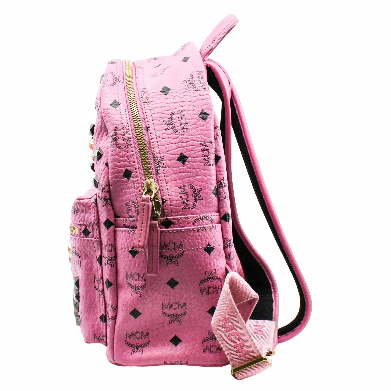 METALLIC VISETOS STUDDED SMALL DUAL STARK BACKPACKL PINK  GHW