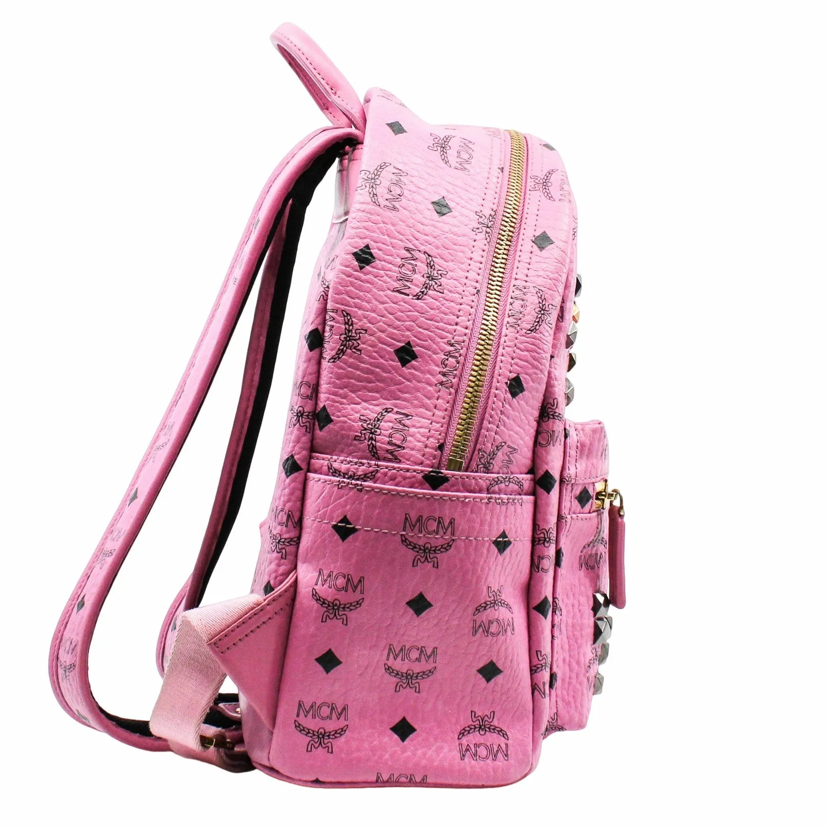 METALLIC VISETOS STUDDED SMALL DUAL STARK BACKPACKL PINK  GHW