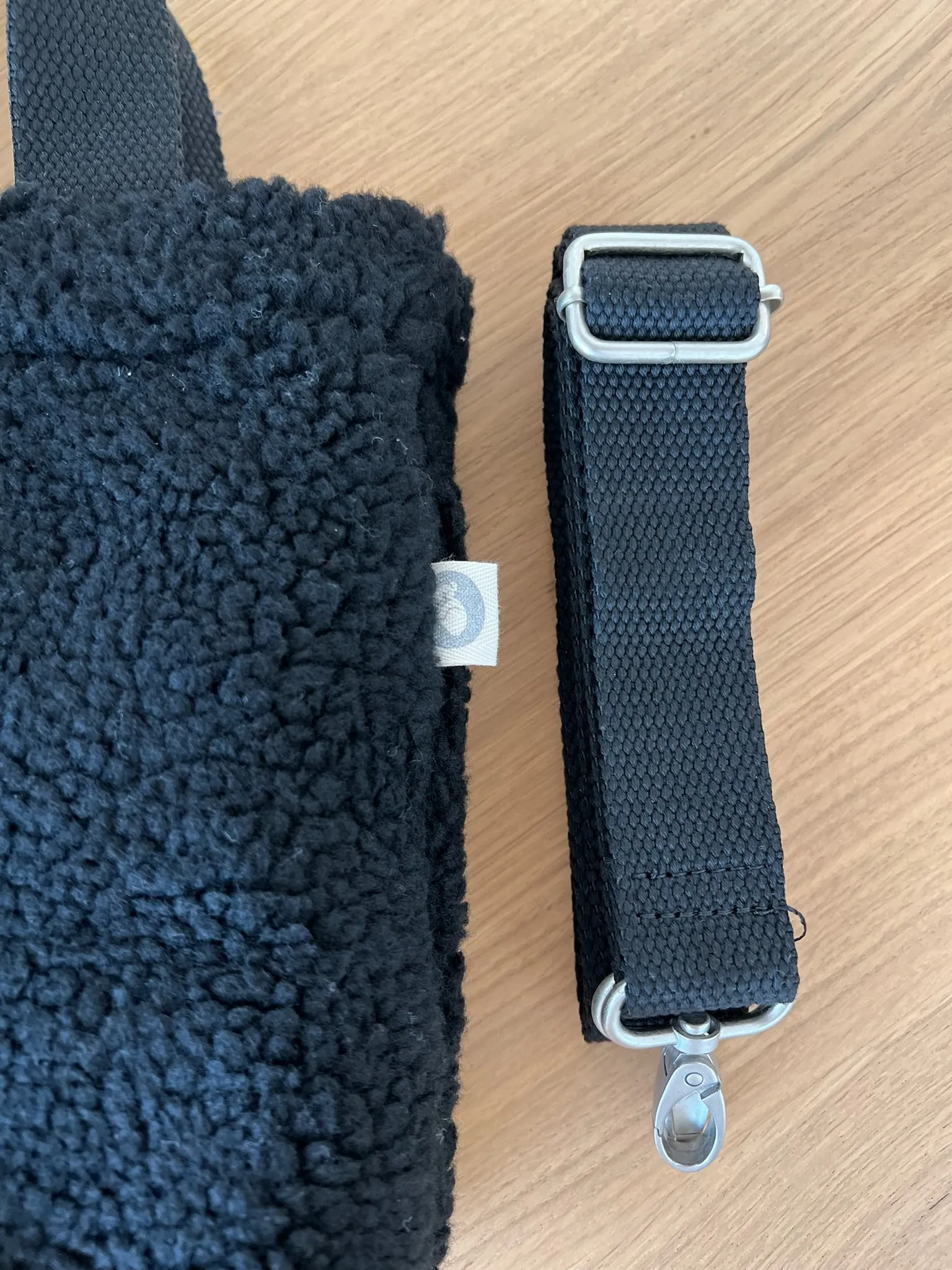 Midi Town Crossbody Bag: Black Sherpa