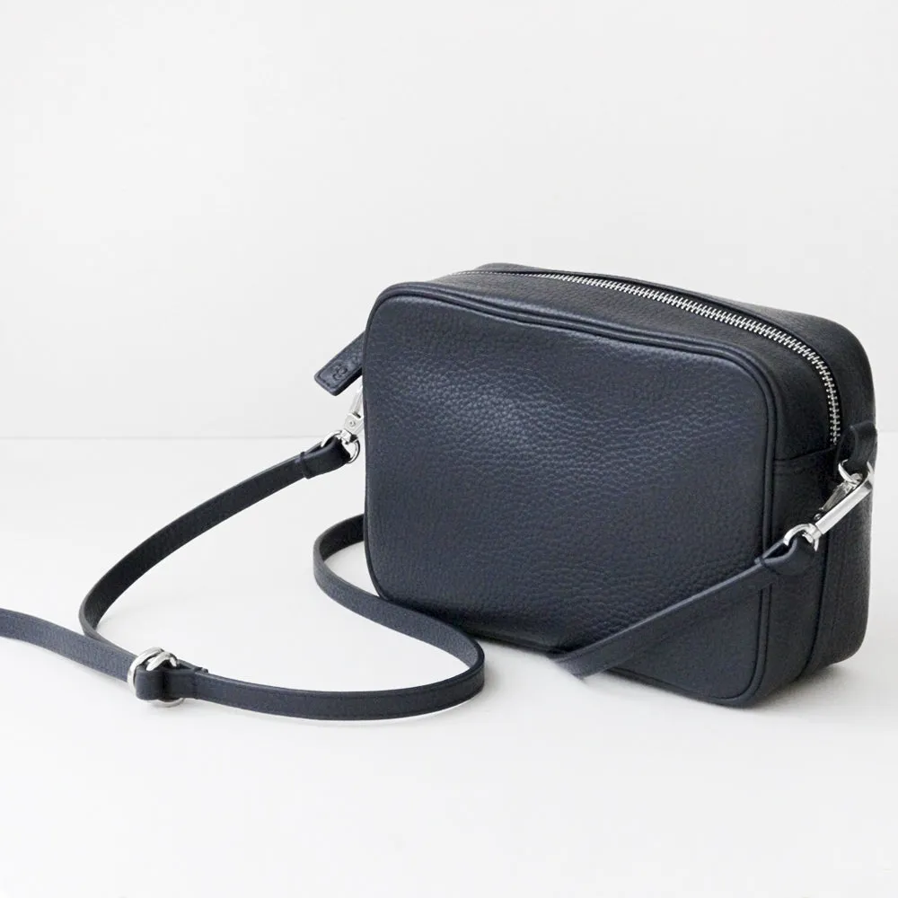 Navy Leather Camera Bag
