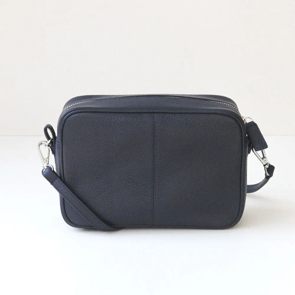 Navy Leather Camera Bag