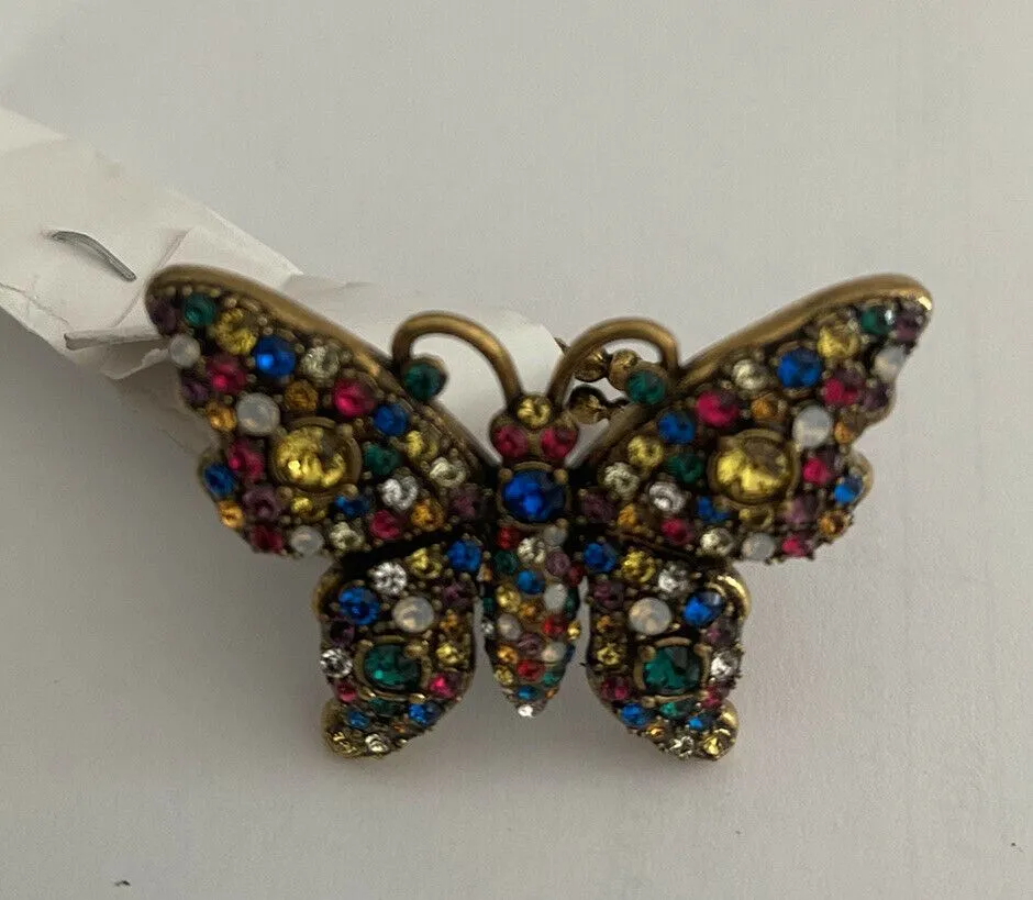New Authentic GUCCI Women Crystal Studded Butterfly Ring Size M Italy
