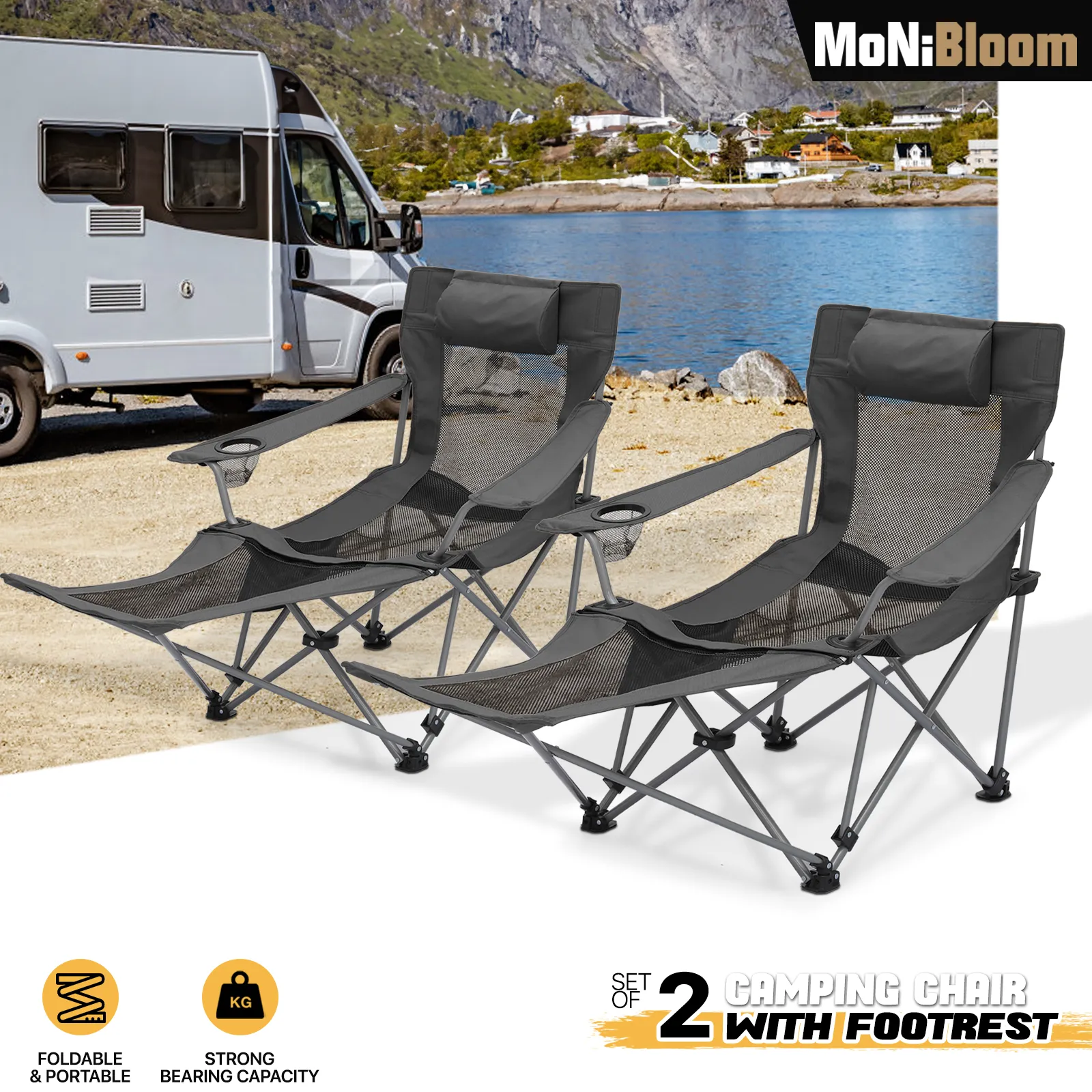 Outdoor Camping Chairs - Steel Tube - Oxford Fabric - 2P
