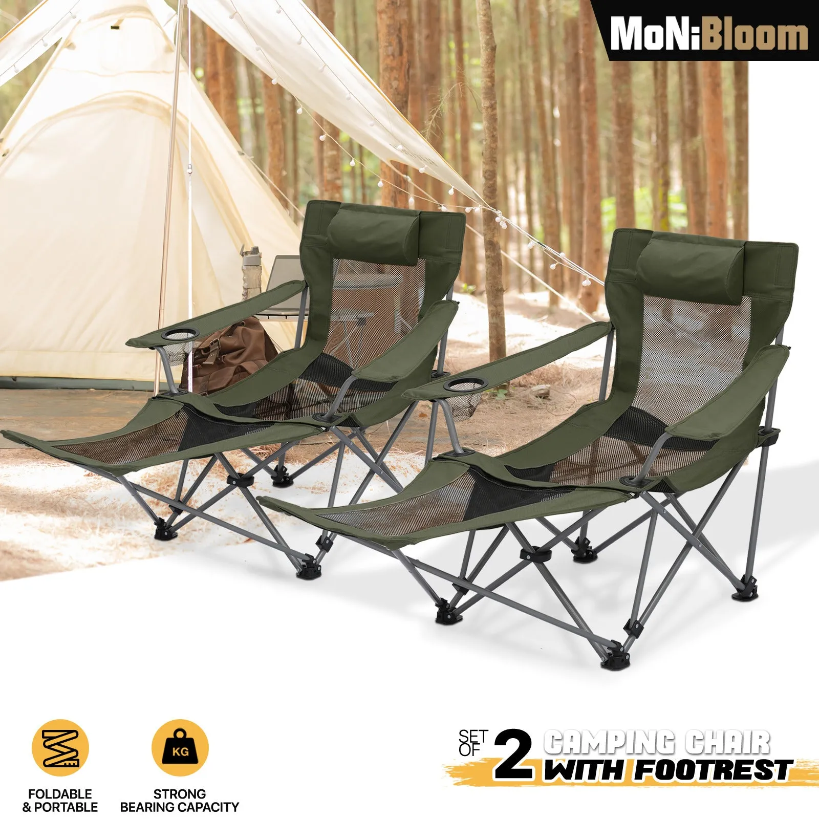 Outdoor Camping Chairs - Steel Tube - Oxford Fabric - 2P