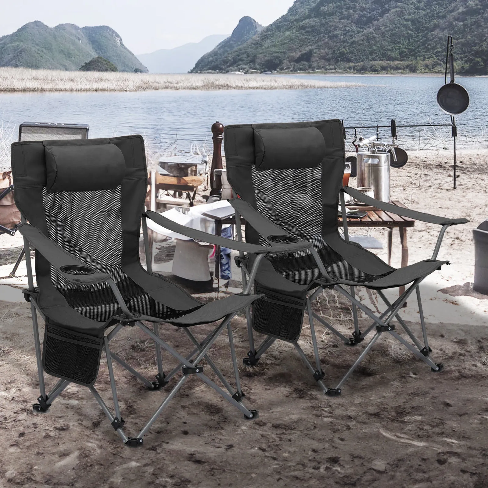 Outdoor Camping Chairs - Steel Tube - Oxford Fabric - 2P