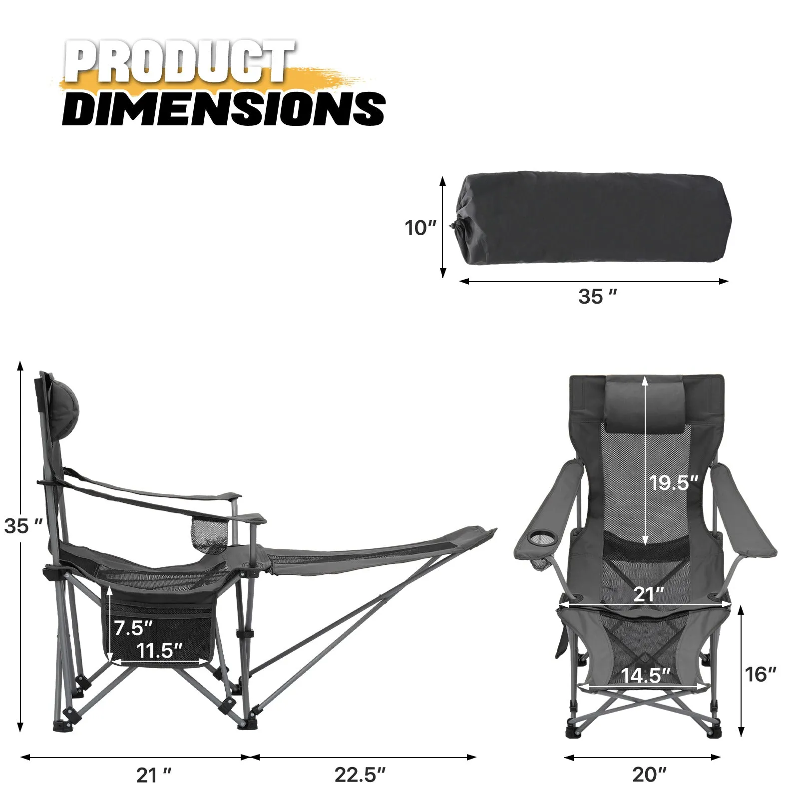Outdoor Camping Chairs - Steel Tube - Oxford Fabric - 2P