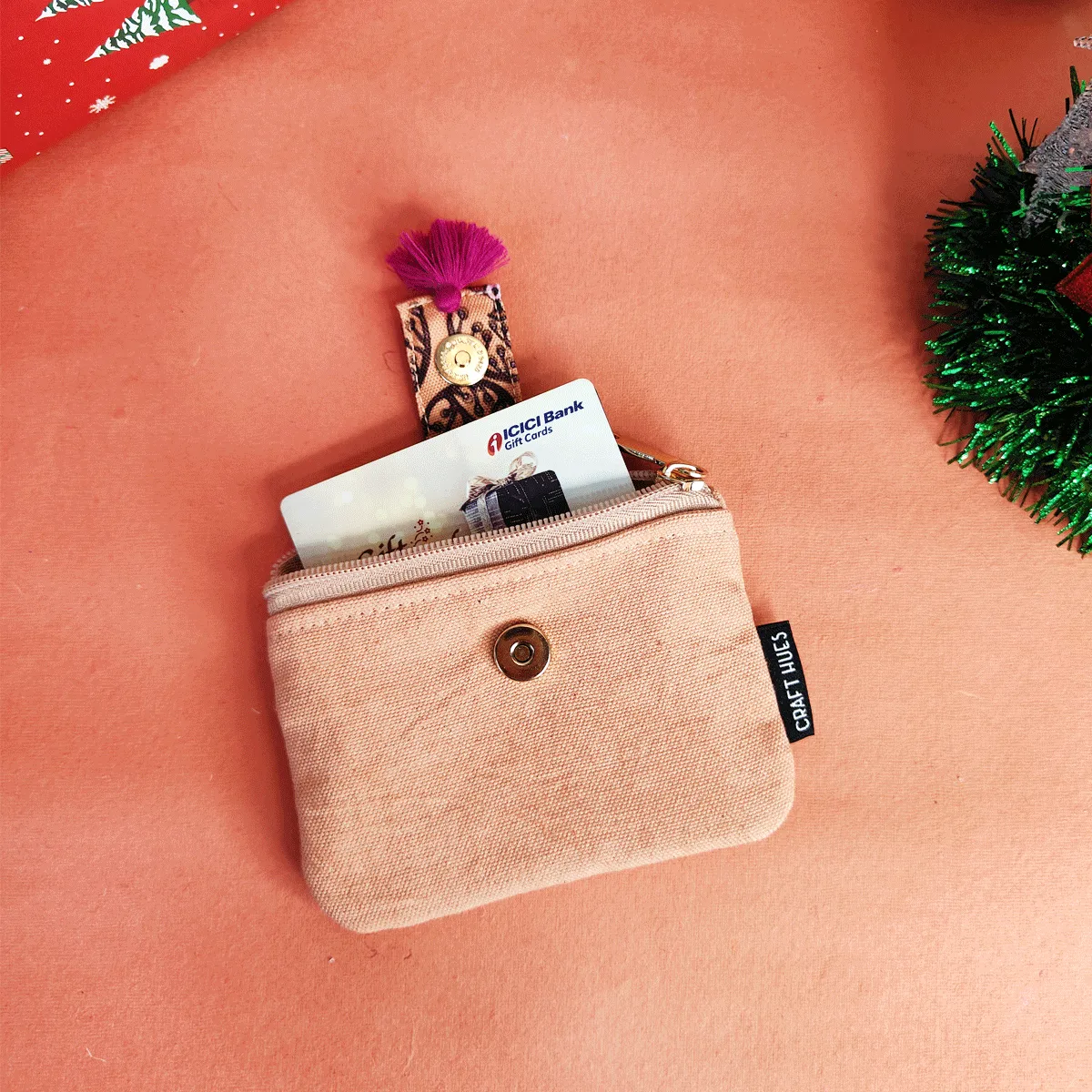 Peachy Chic Combo- Sling, Mini Wallet, Passport Case, Pouch